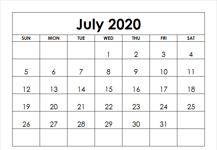 July Calendar 2020 Planner Event - Manage Work Activities