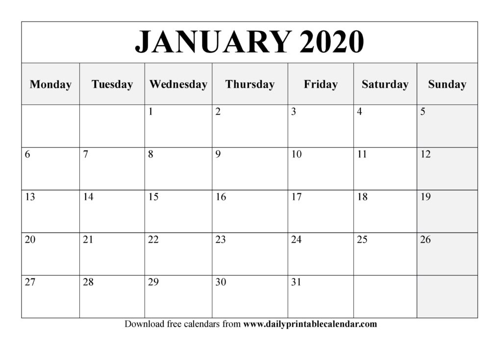 Free January 2022 Printable Calendar Blank Templates